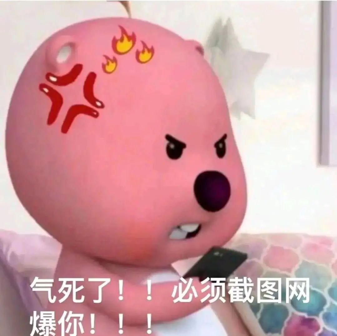 愤怒的粉色卡通小熊,头上冒火大喊“气死了!必须截图爆你” loopy日常表情包 丨 床床表情包图片gif动图 - 求表情网,斗图从此不求人!