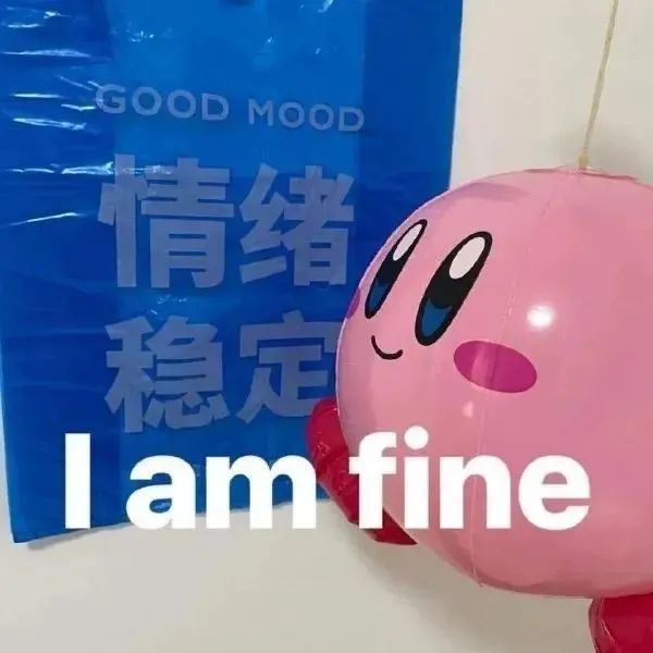 粉色卡比玩偶配文“I am fine”,旁边袋子写着“情绪稳定” 只有沙雕表情包才符合我的气质!表情包图片gif动图 - 求表情网,斗图从此不求人!