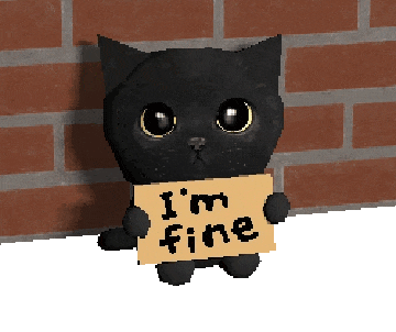 黑猫猫举牌写“i'm fine”,可爱又带点倔强的感觉 超可爱の小黑猫੭动态表情包.ᐟ.ᐟ表情包图片gif动图 - 求表情网,斗图从此不求人!