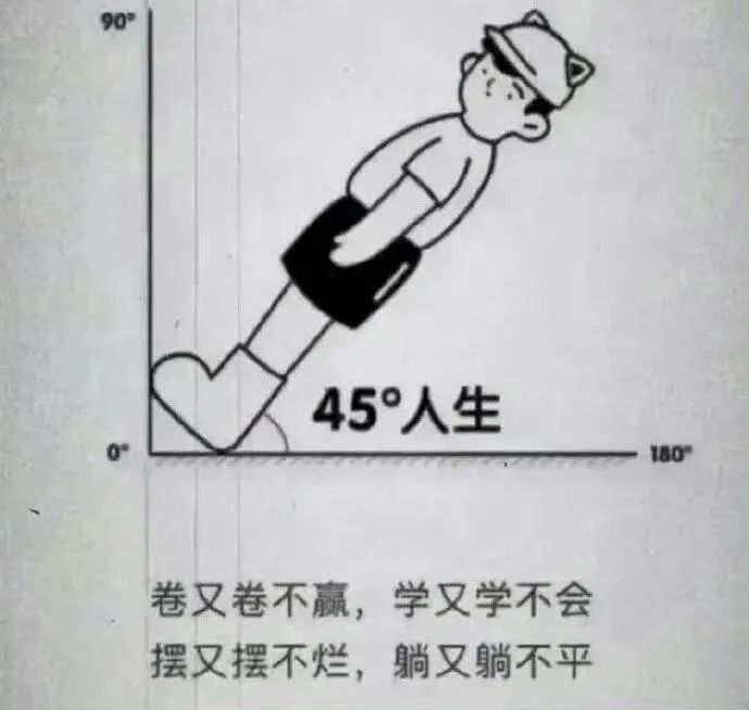 《45°人生》：卷不赢、学不会、摆不烂、躺不平的真实写照 抽象到没边的实用表情包表情包图片gif动图 - 求表情网,斗图从此不求人!
