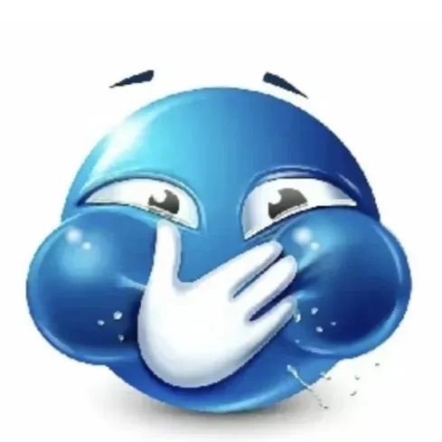 蓝色卡通形象捂嘴,表情夸张,似在惊讶或偷笑 蓝色大脸emoji表情包表情包图片gif动图 - 求表情网,斗图从此不求人!