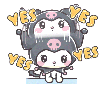 可爱卡通角色堆叠,周围满是“YES”字样超欢乐 我的美乐蒂与库洛米表情包表情包图片gif动图 - 求表情网,斗图从此不求人!