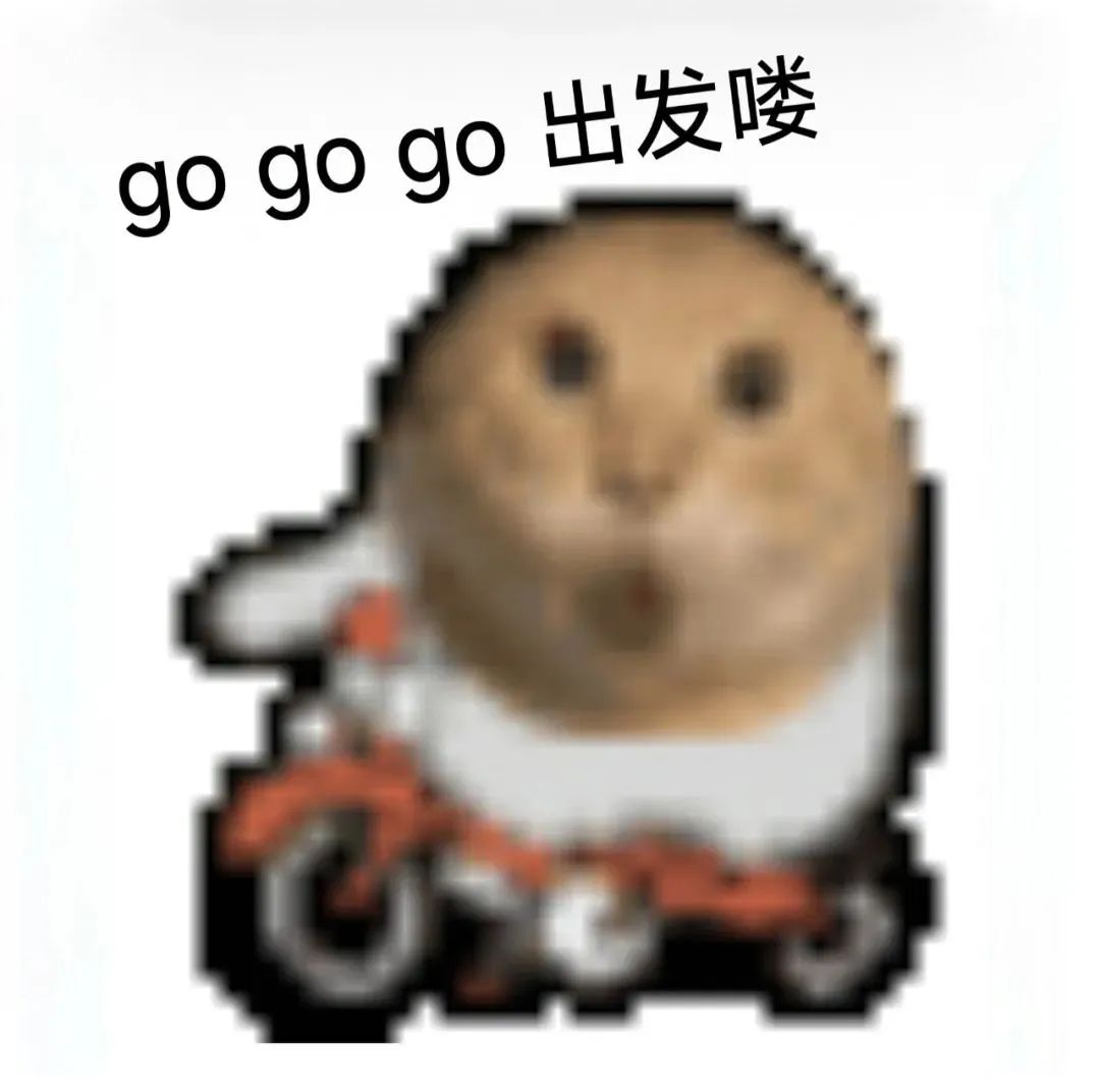 可爱角色骑小车配文“go go go 出发喽”，活力满满准备出发的表情包 贱贱的表情包阴阳怪气表情包图片gif动图 - 求表情网,斗图从此不求人!