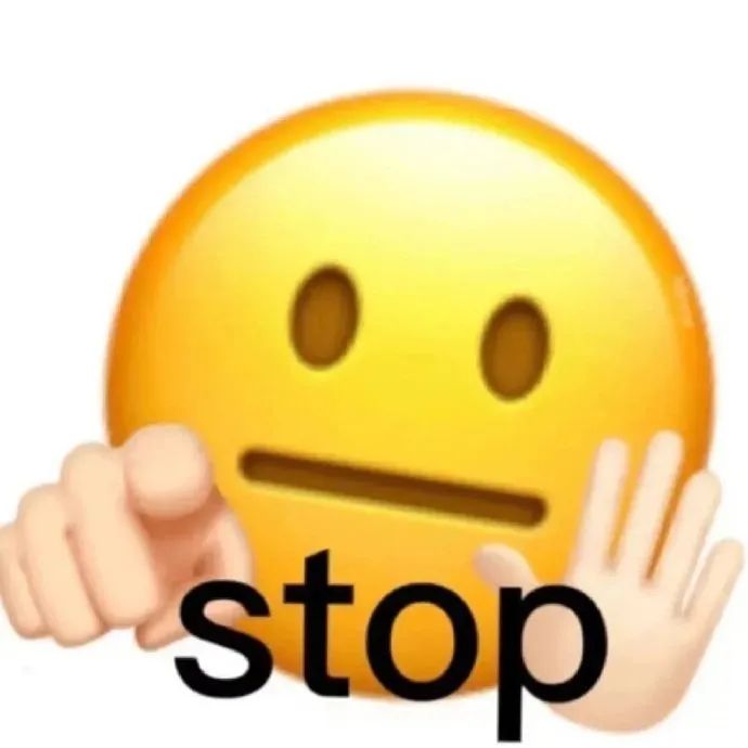 黄色表情一脸严肃,手势加文字“stop”表示制止 一期抽象表情包合集表情包图片gif动图 - 求表情网,斗图从此不求人!