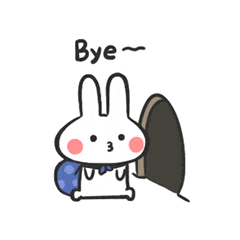 可爱兔子背着包，一脸呆萌说“Bye~”准备钻进洞里 可爱的小兔子表情包表情包图片gif动图 - 求表情网,斗图从此不求人!