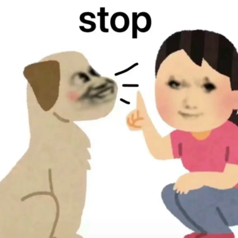 可爱卡通人物对小狗比“stop”手势,趣味十足的表情包 实用聊天表情包118张表情包图片gif动图 - 求表情网,斗图从此不求人!