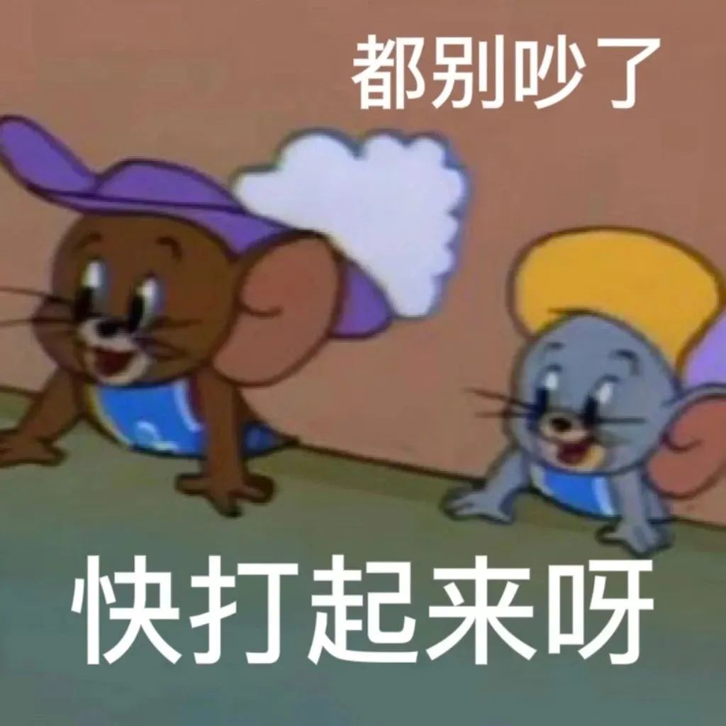 《猫和老鼠》中的两只老鼠,配文“都别吵了 快打起来呀”超有趣 表情包|小表情包gif可保存表情包图片gif动图 - 求表情网,斗图从此不求人!