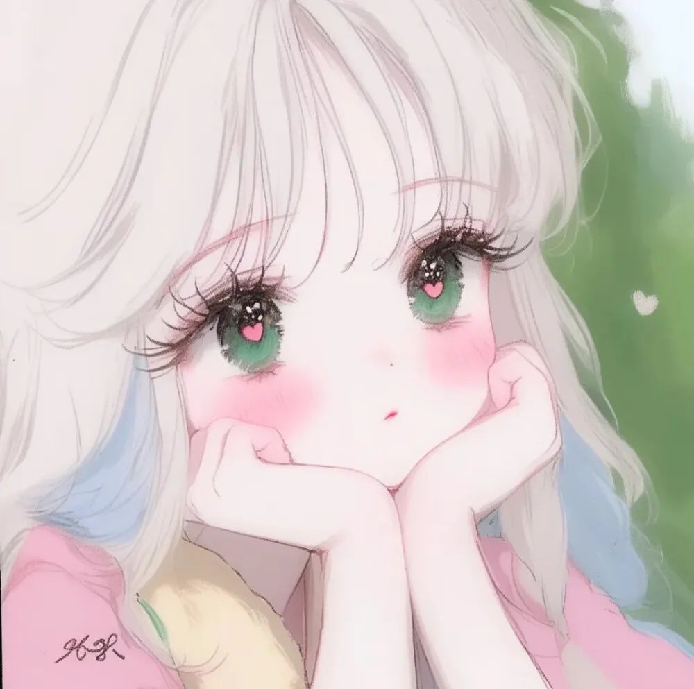 可爱少女手托脸颊，大眼萌态尽显温柔甜美 男女头像｜非常有特点𝑾𝒆𝑪𝒉𝒂𝒕头像表情包图片gif动图 - 求表情网,斗图从此不求人!
