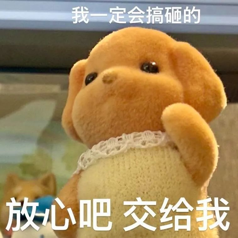 可爱小狗玩偶自信满满表示“我一定会搞砸的,放心吧交给我” 表情包丨脑瓜子嗡嗡的表情包图片gif动图 - 求表情网,斗图从此不求人!