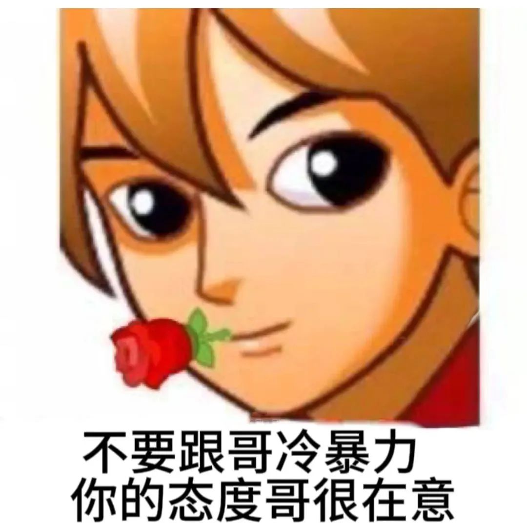 叼着玫瑰的动漫人物,配文“不要跟哥冷暴力 你的态度哥很在意” 实用搞笑表情包表情包图片gif动图 - 求表情网,斗图从此不求人!