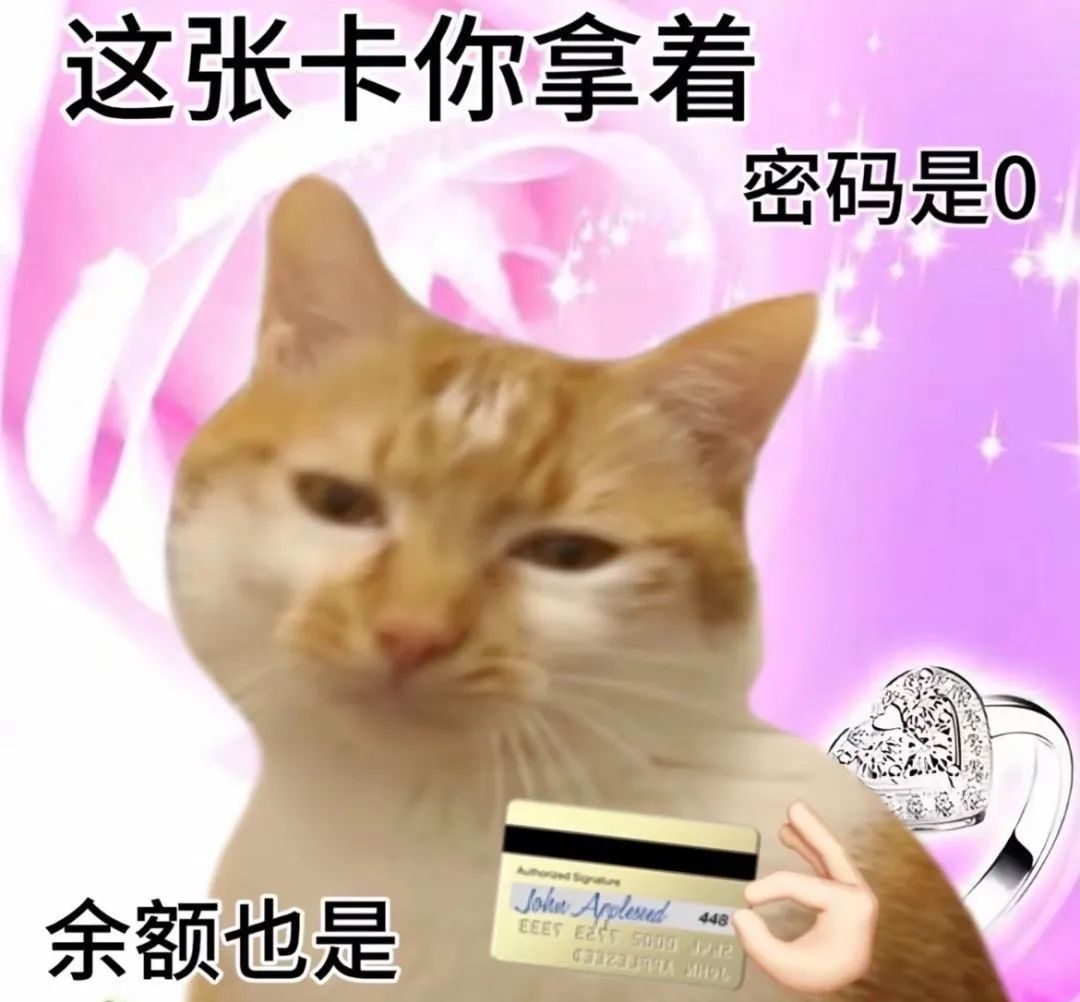 《这张卡你拿着,密码是0,余额也是0》的幽默猫咪表情包 可可爱爱表情包表情包图片gif动图 - 求表情网,斗图从此不求人!