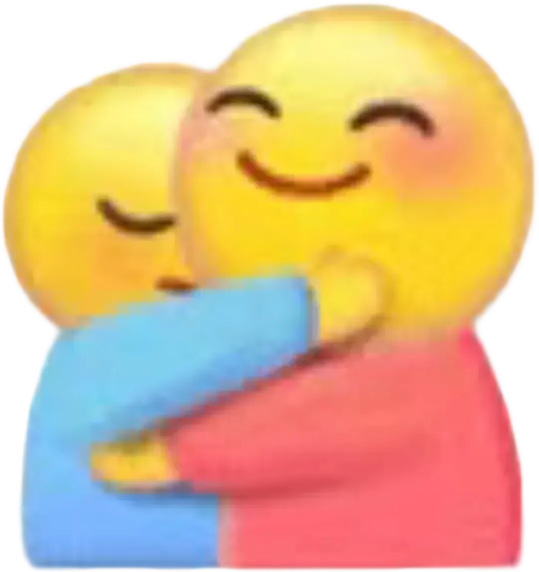 小黄脸红蓝衣拥抱，温馨友爱好有爱 拥抱emoji表情包表情包图片gif动图 - 求表情网,斗图从此不求人!