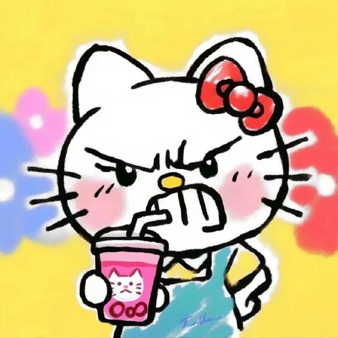 生气Hello Kitty持同款头像饮料,粉黄背景带音符 男女头像|10月新头像表情包图片 - 求表情网,斗图从此不求人!