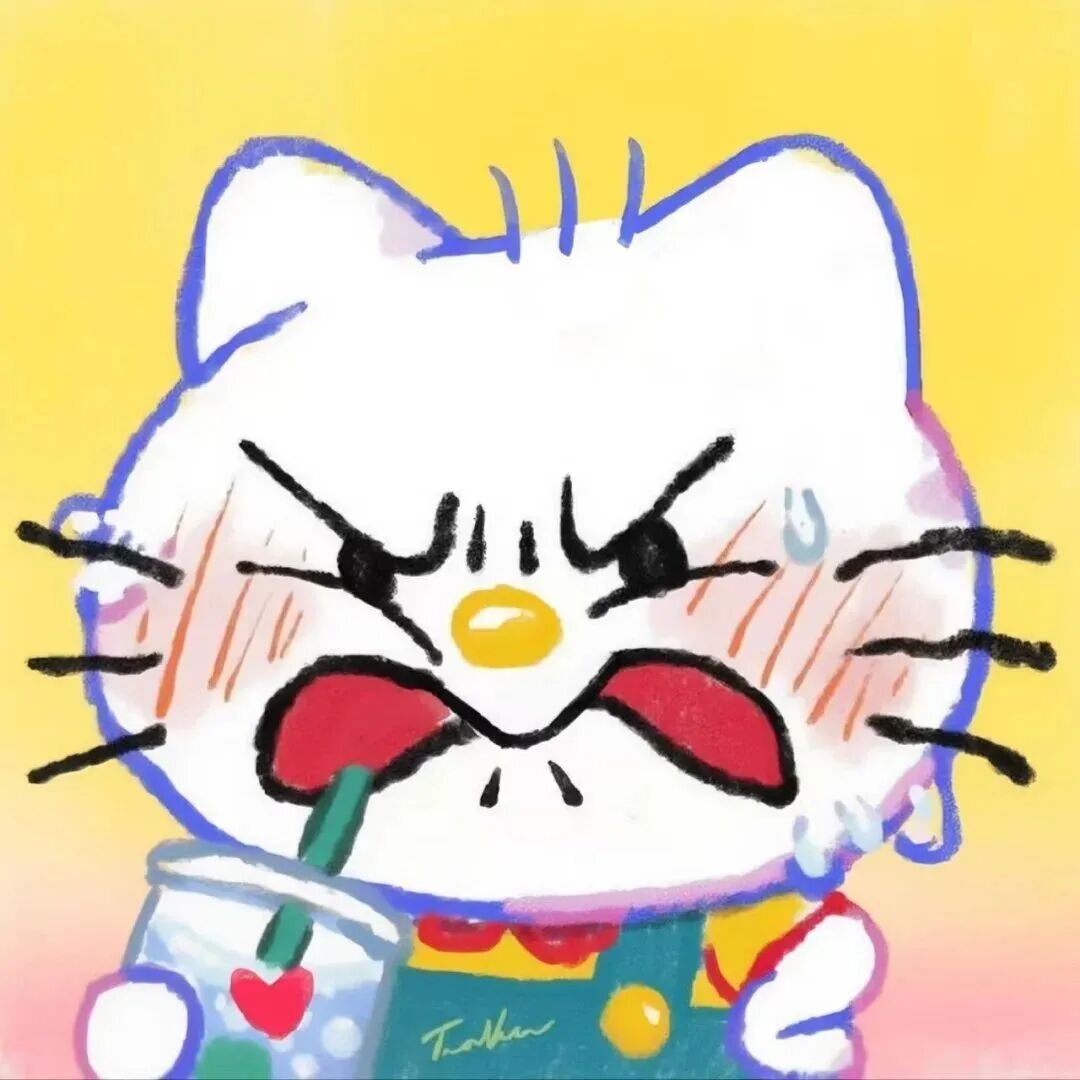 生气Hello Kitty持同款头像饮料，粉黄背景带音符 男女头像｜10月新头像表情包图片 - 求表情网,斗图从此不求人!