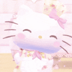 Hello Kitty抱花蛋糕 粉系甜笑超可爱 表情包:蜜吗?表情包图片gif动图 - 求表情网,斗图从此不求人!