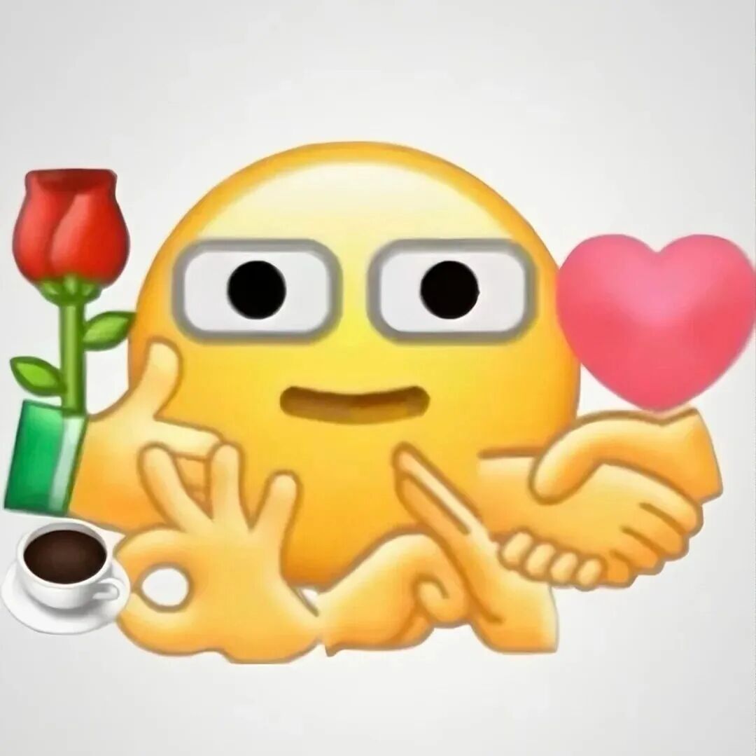戴眼镜小黄脸持玫瑰爱心,握手OK显友好爱意 超实用聊天表情包表情包图片gif动图 - 求表情网,斗图从此不求人!