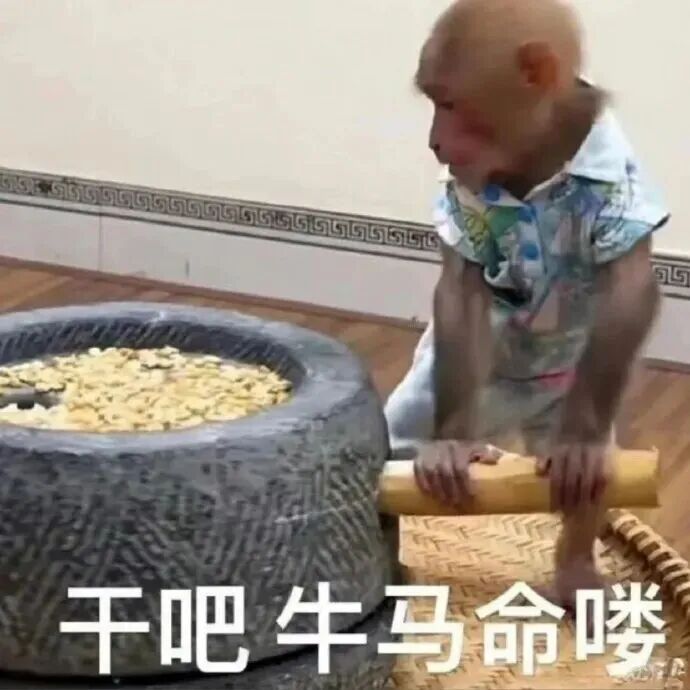 猴子穿衣推石磨,“干吧牛马命喽”诉劳作辛酸 奇奇怪怪的表情包Meme GIF - MemeVerse, Never Lose a Meme ...