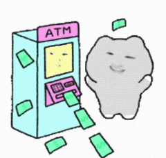 ATM狂吐钞票,灰色萌崽喜滋滋捡钱 表情包|无可奉告。表情包图片gif动图 - 求表情网,斗图从此不求人!