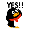 戴红围巾的QQ企鹅兴奋高呼YES!! 聊天实用表情包₍ᐢ·ɷ·ᐢ₎⁺表情包图片gif动图 - 求表情网,斗图从此不求人!