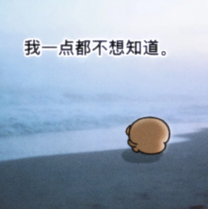 海边小团子背对,配文“我一点都不想知道”显抗拒 表情包:稍安勿躁表情包图片gif动图 - 求表情网,斗图从此不求人!