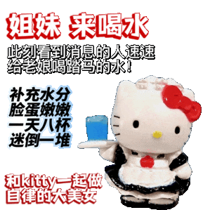 Hello Kitty女仆装催喝水,补水变美做自律大美女 300个热门表情包大全Meme GIF - MemeVerse, Never ...