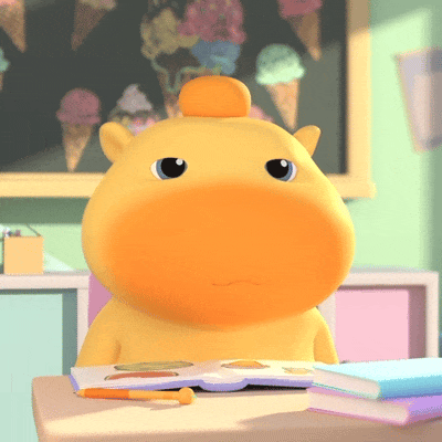 黄色卡通萌宠坐桌前专注看书学习 表情包：近期水豚噜噜合集Sticker GIF - Seeking an emoji network, no ...