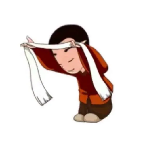 卡通人物跪姿，拉白布过顶拟绑头，闭眼微笑 藏族藏式图片动图gif动态表情包合集（240张）表情包图片gif动图 - 求表情网,斗图从此不求人!