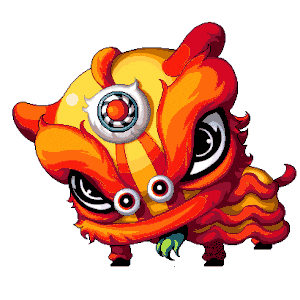 Q版卡通舞狮，橙红鲜亮大眼萌趣 𝗦𝗛𝗔𝗥𝗘： 每天聊天必备有趣表情包表情包图片gif动图 - 求表情网,斗图从此不求人!