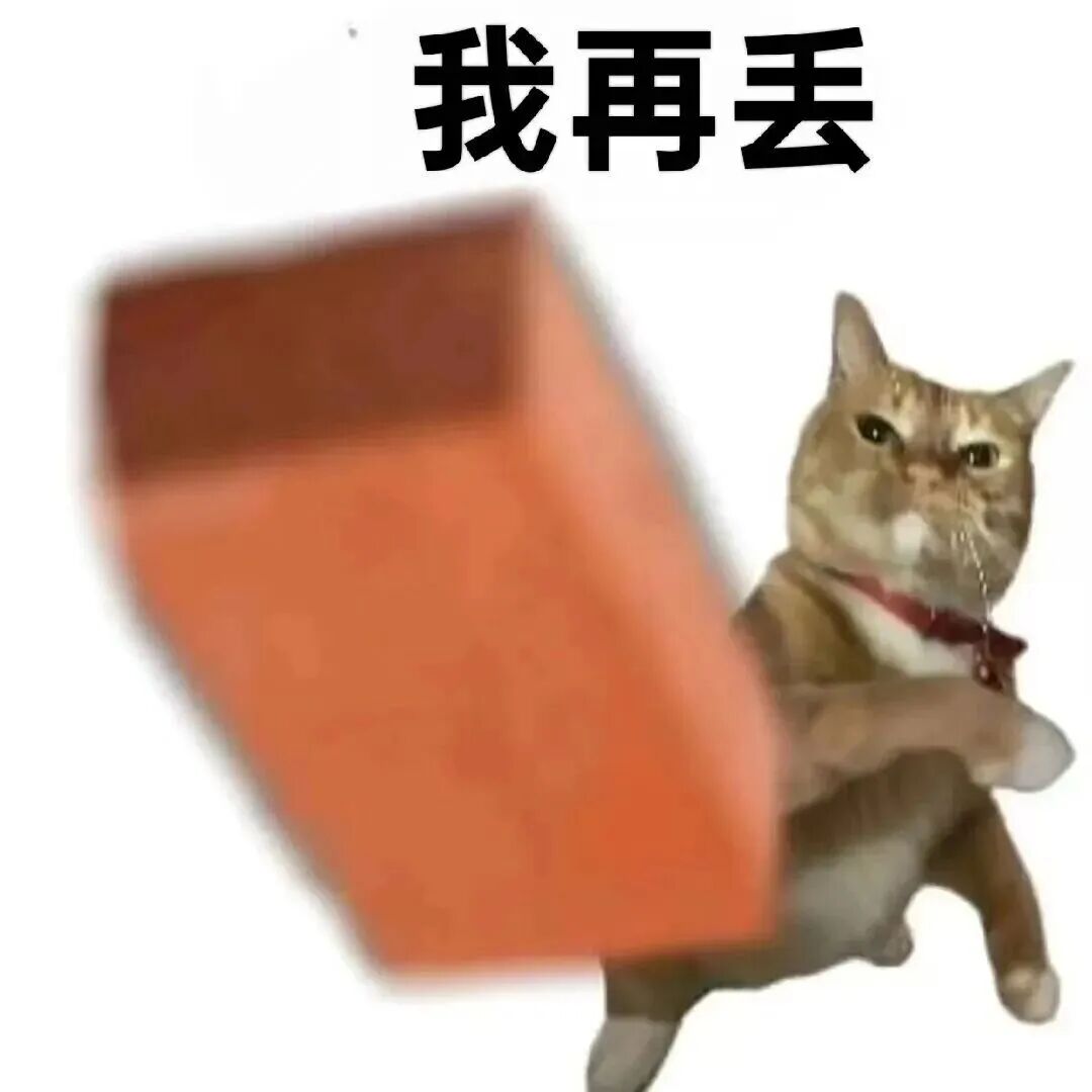 戴领结猫咪霸气丢砖，配文“我再丢”搞怪挑衅 一些很难拒绝的表情包表情包图片gif动图 - 求表情网,斗图从此不求人!