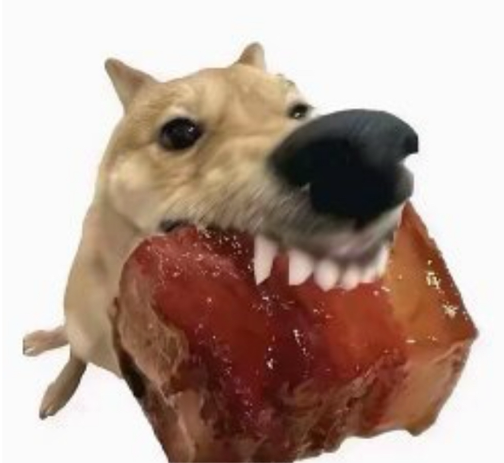 狗咬狗狗吃肉 表情包 可爱狗狗龇牙咧嘴咬着大肉块,表情超满足表情包图片gif动图 - 求表情网,斗图从此不求人!