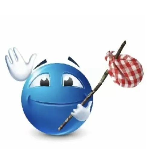 蓝脸emoji 表情包 蓝色可爱团子手持格子包挥棒挥手 表情超萌超有趣表情包图片gif动图 - 求表情网,斗图从此不求人!