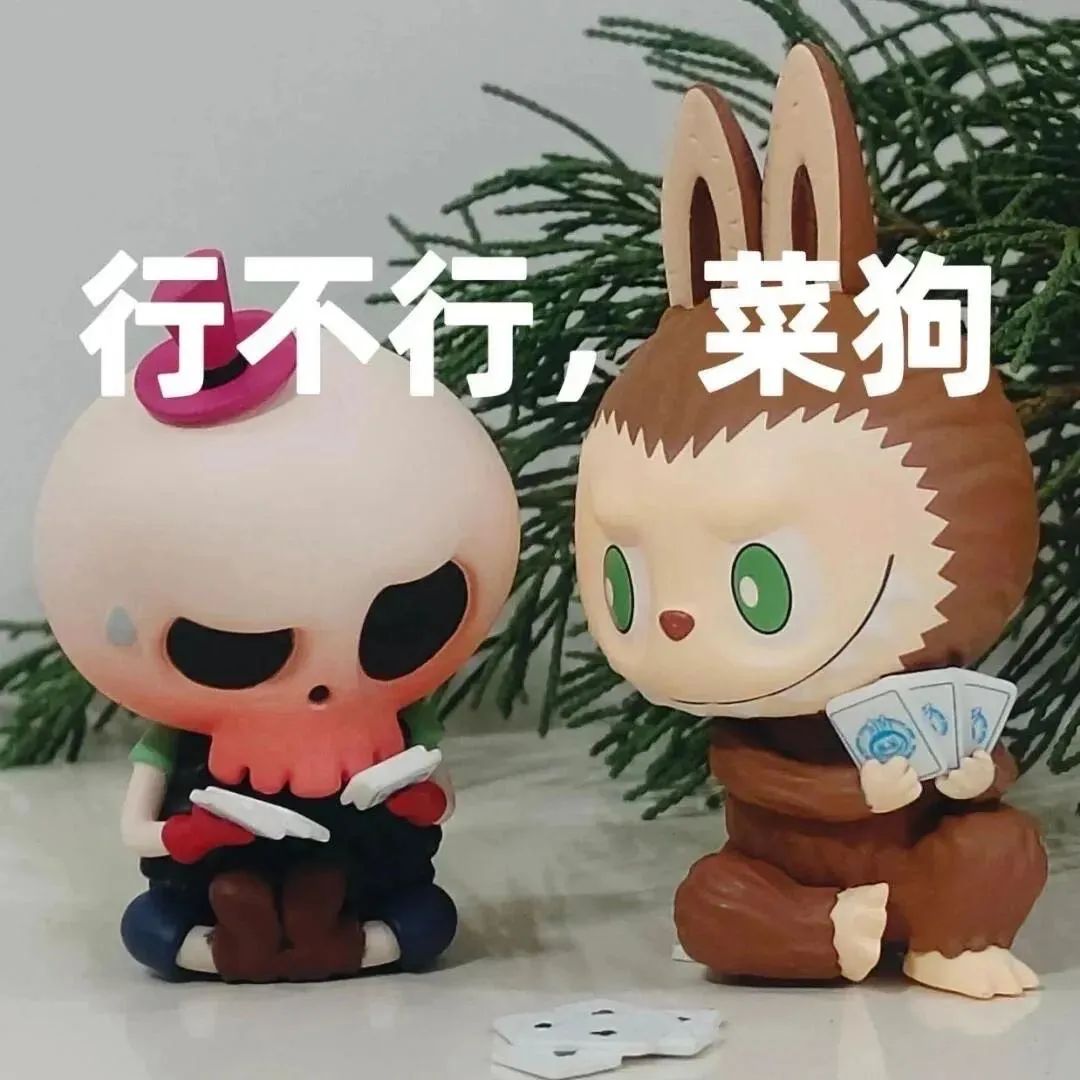 Labubu表情包合集 两个可爱玩偶“行不行,菜狗”表情包,萌趣十足超有梗表情包图片gif动图 - 求表情网,斗图从此不求人!